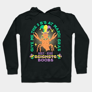 His 3 B's of Mardi Gras - Booze, Beads and Boobs Hoodie